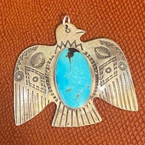 Sterling silver and turquoise bird pendant